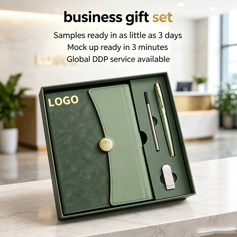 Classic Hardcover A5 Business Corporate Notebook with Pen USB Drive for Office Classic Bulk Onboarding VIP Gift Box Set