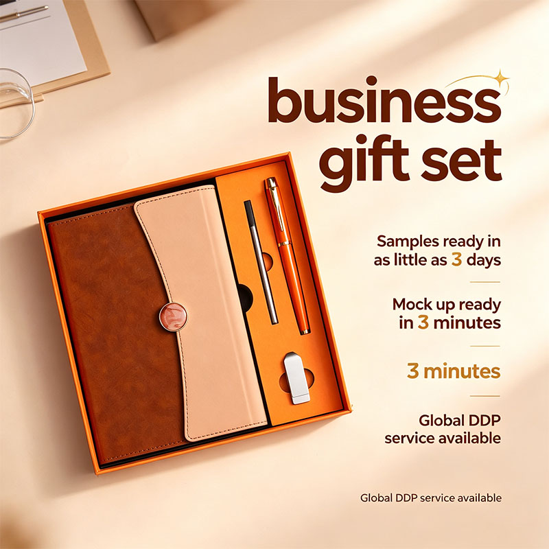 Hot Sale Luxury Business Corporate Notebook USB Drive Pen Branded Executive Custom Logo Embossed Minimalist Corporate Gift Set