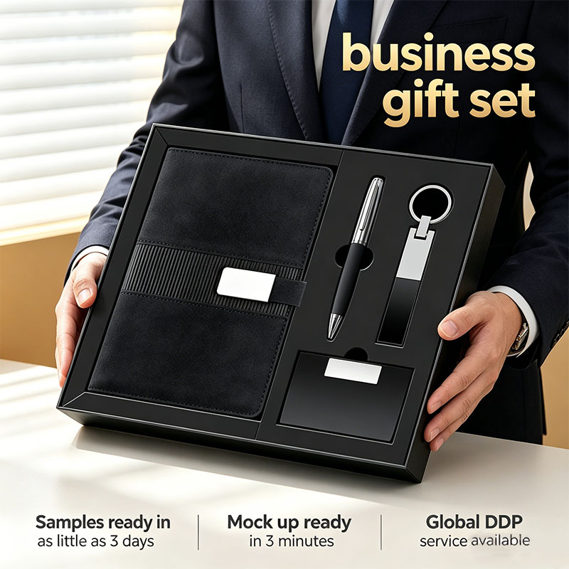 Business Corporate Notebook with Keychain Pen Card Holder Set Custom Logo Onboarding Wholesale New Year Welcome Gift Box Set