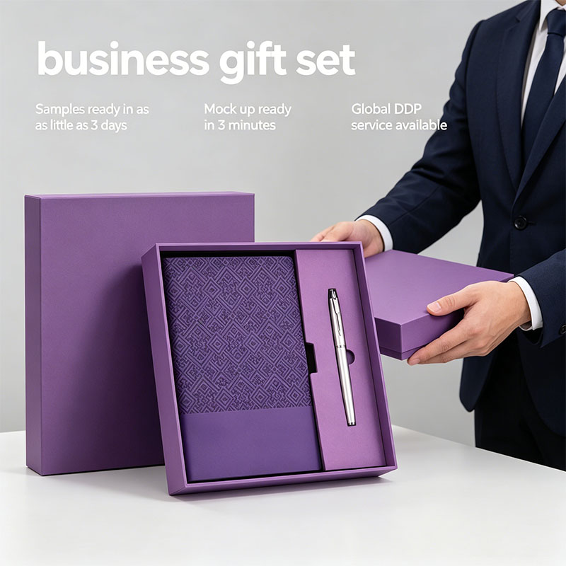 2026 Business Corporate Notebook with Pen  Personalized Engraved VIP Office Classic Bulk Gift Box Set