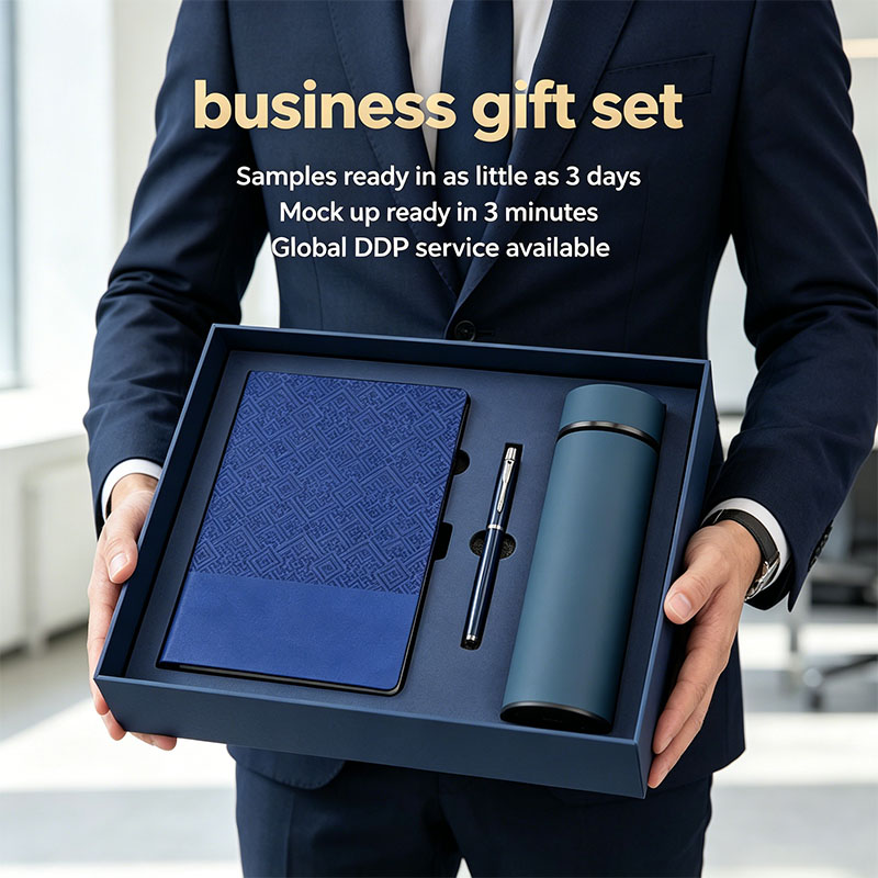 Promotional Pu Leather Business Corporate Notebook with Pen Set Thermos Branded Onboarding Engraved Gift Box Set