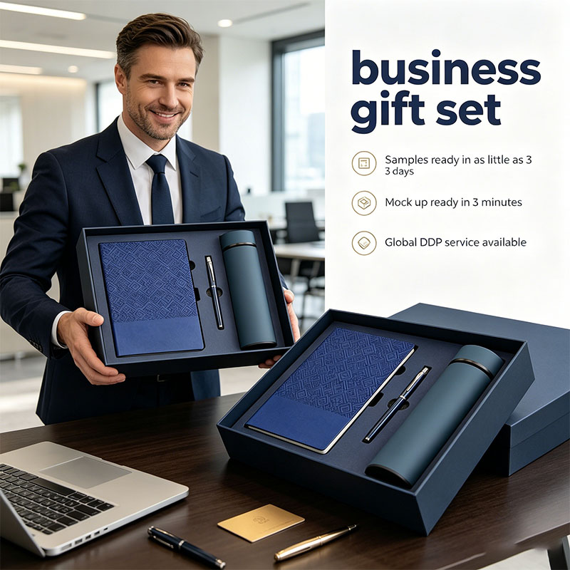 Luxury Business Corporate Notebook with Pen Water Cup Business Tumbler Foldable Umbrella New Year Employee Office Gift Box Set
