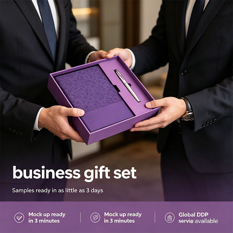 Classic Pu Hardcover Business Corporate Notebook with Rollerball Pen Luxury Souvenir Eco Friendly Minimalist Gift Box Set