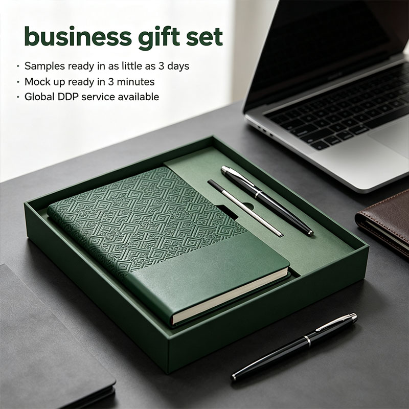 Refined Hot Sales Business Corporate Gifts Embossed PU Leather Notebook Pen Gift Set Promotional Personalized Welcome Gift Set