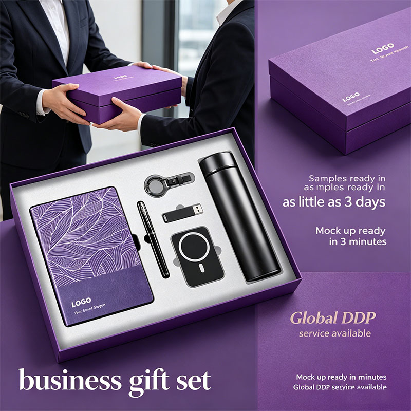 2026 Business Corporate Set Notebook with Pen Power Bank Business Water Cup Keychain Personalized Gift Box Set